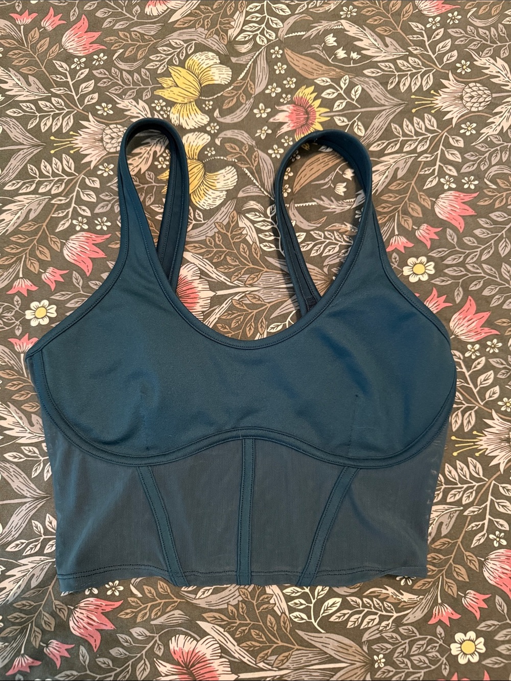 Alo yoga Airbrush Mesh Corset Tank Top 13” flat XS/S Teal - Picture 2 of 4